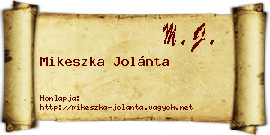 Mikeszka Jolánta névjegykártya